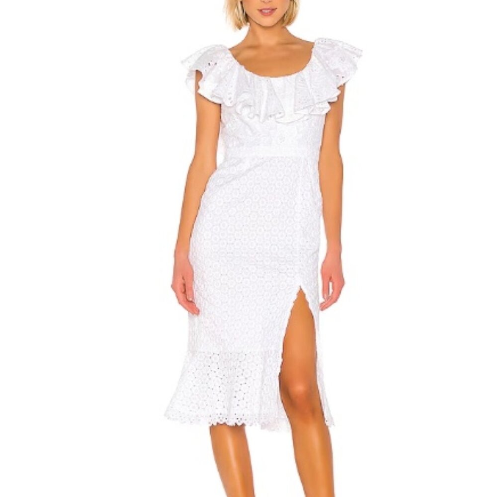 Nwt Saloni White Ella Cotton Dress